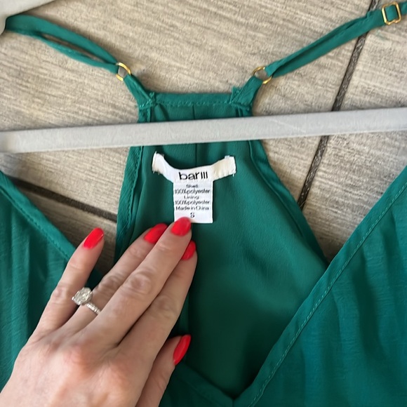 Bar III Green Pleated Maxi Dress Size Small - Picture 3 of 7